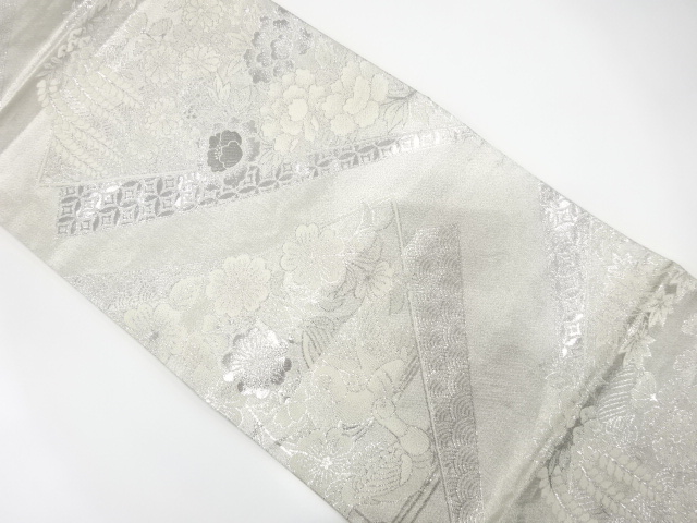 色紙重ねに花鳥模様織り出し　袋帯